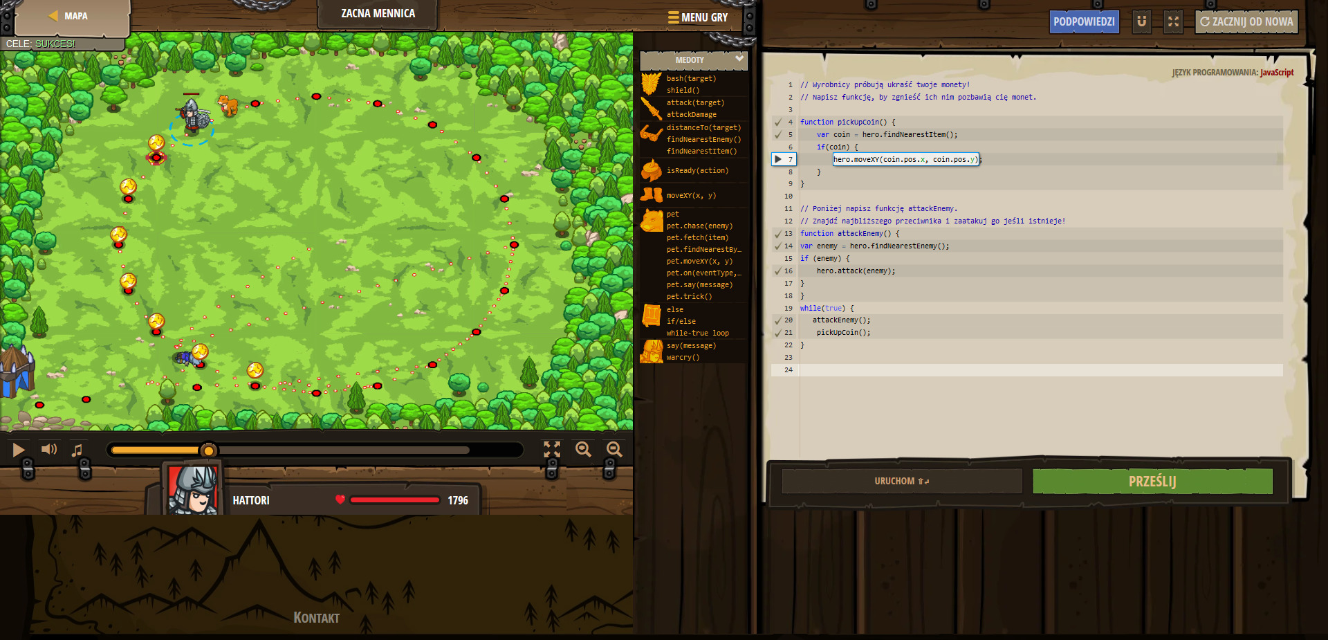 Codecombat - a fine mint - Zacna mennica - JavaScript