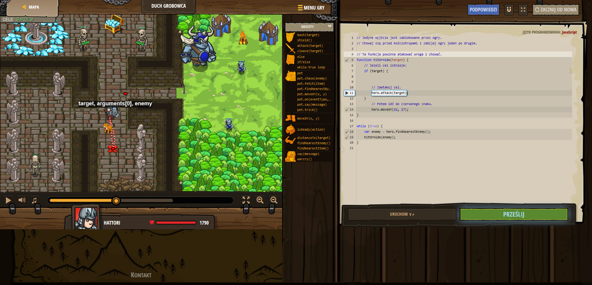 Codecombat - tomb ghost - Duch grobowca - JavaScript