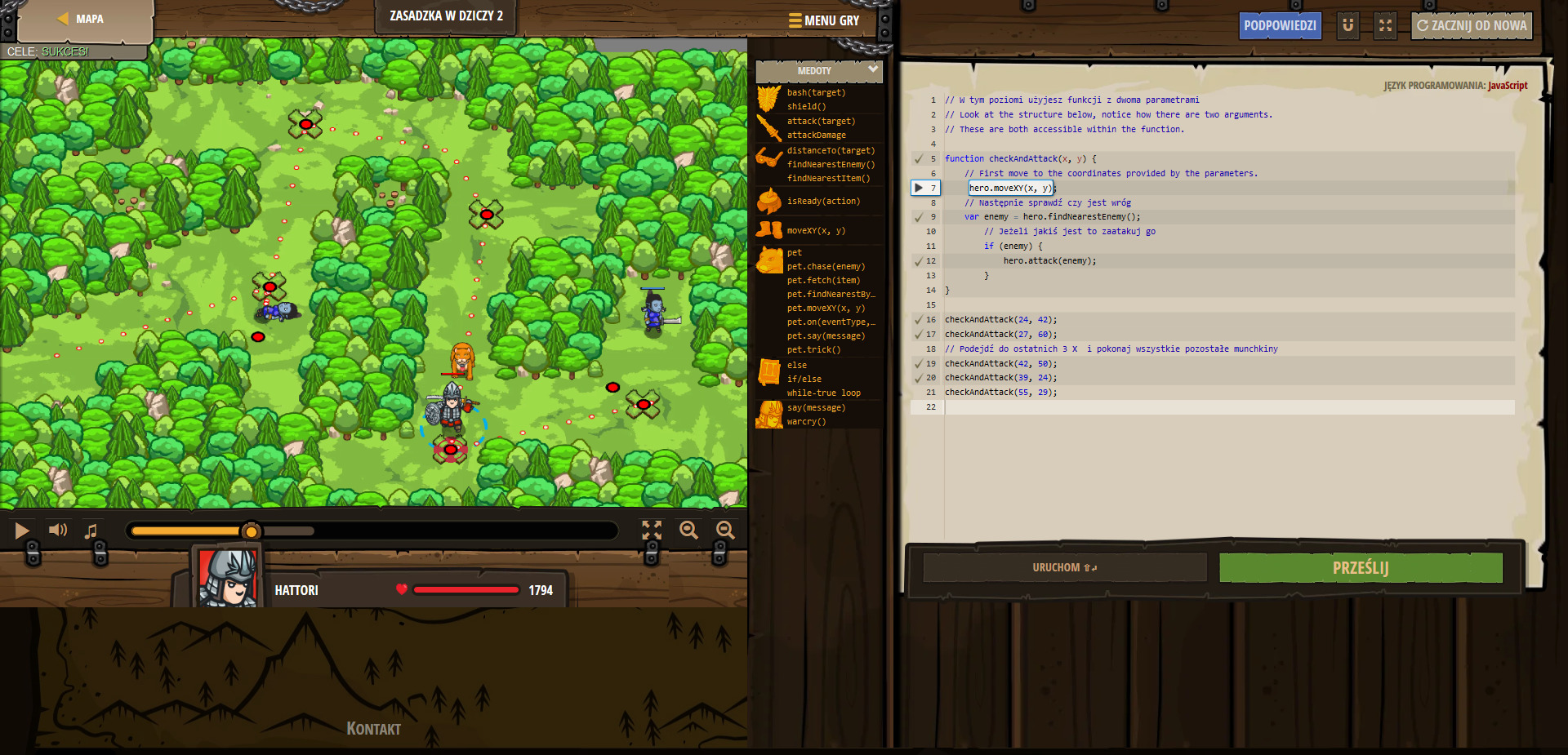 Codecombat - backwoods ambush a - Zasadzka w dziczy 2- JavaScript