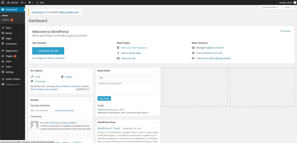 WordPress - konfiguuracja menu strony www Lublin na Gantry 4 dla CMS WordPress - pływające menu, fixed menu w Gantry 4 strony internetowej Puławy na CMS Wordpress