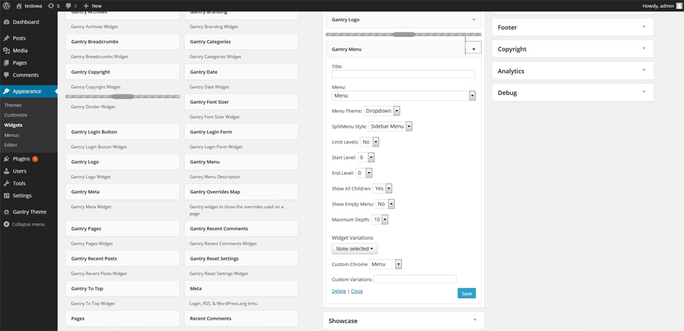 WordPress - konfiguuracja menu strony www Lublin na Gantry 4 dla CMS WordPress - pływające menu, fixed menu w Gantry 4 strony internetowej Puławy na CMS Wordpress