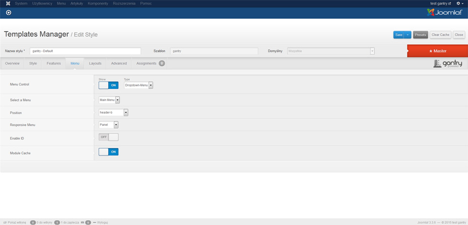 Gantry 4 dla Joomla 3 - jak zrobić pływające menu, fixed menu dla strony www Lublin na Joomla