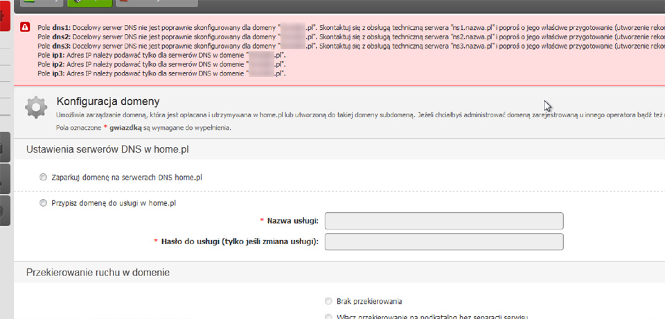 Jak wykonać przekierowanie DNS - domeny zarejestrowanej  na home.pl na serwery nazwa.pl na których utrzymujemy nasze responsywne strony www warszawa na joomla