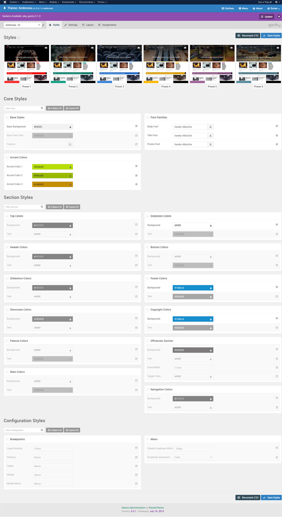 Gantry 5 - framework dla Joomla - responsywne strony www Lublin