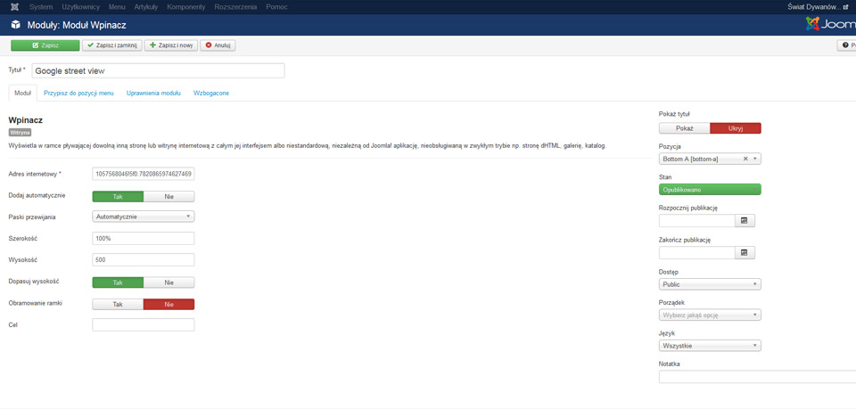 google street view na strony www Lublin na Joomla