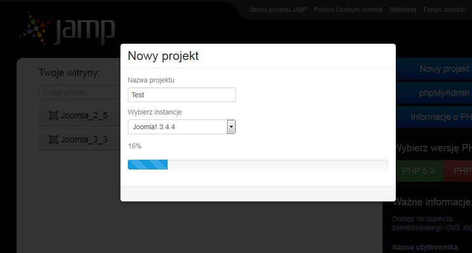 responsywne strony www Lublin na joomla - serwer lokalny na JAMP