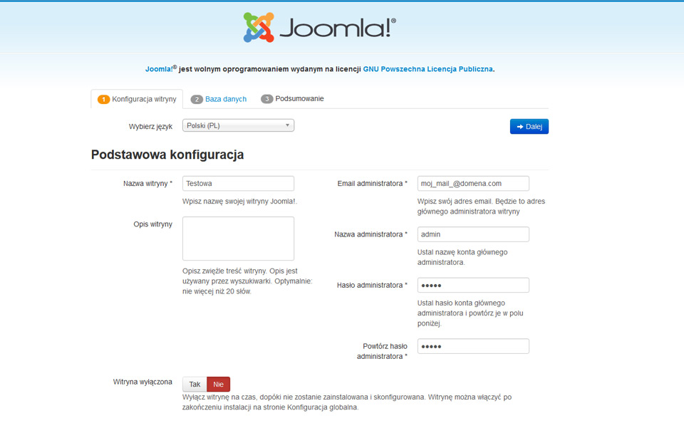 responsywne strony www Lublin na joomla - serwer lokalny na JAMP