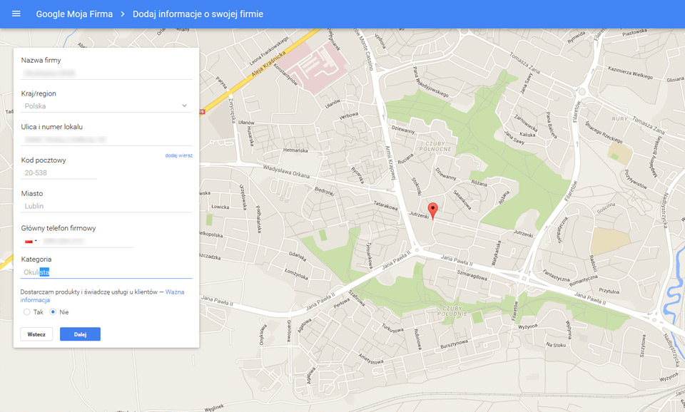 jak dodać firmę do map google, jak dodać nasze strony www Lublin do google