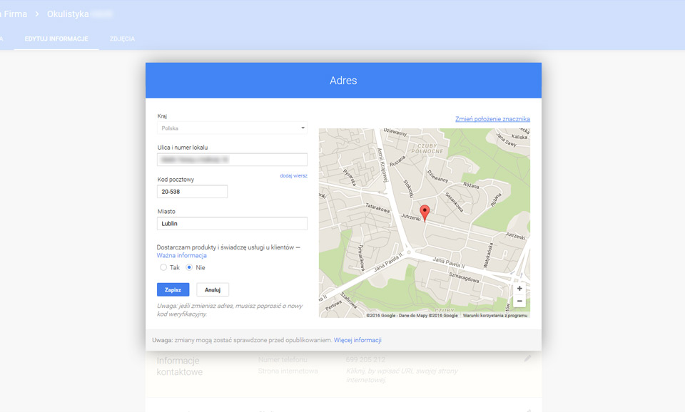 jak dodać firmę do map google, jak dodać nasze strony www Lublin do google