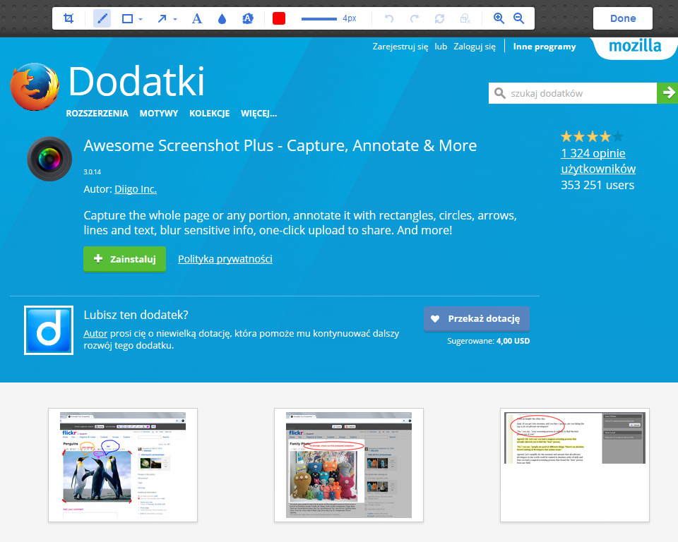 Awesome Screenshot Plus - jak zrobić screena strony www Lublin na joomla