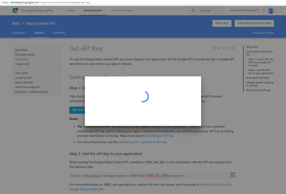 ID dla Mapy google - strony www Lublin - Maps Api Key