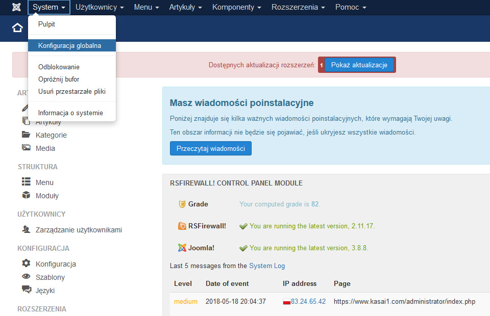 Jak wymusić SSL w zapleczu Joomla 3