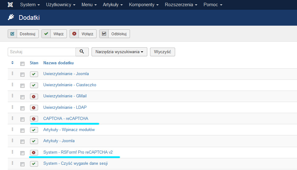 RSFormPro z reCAPTCHA - konfiguracja dla strony www Lublin na Joomla 3