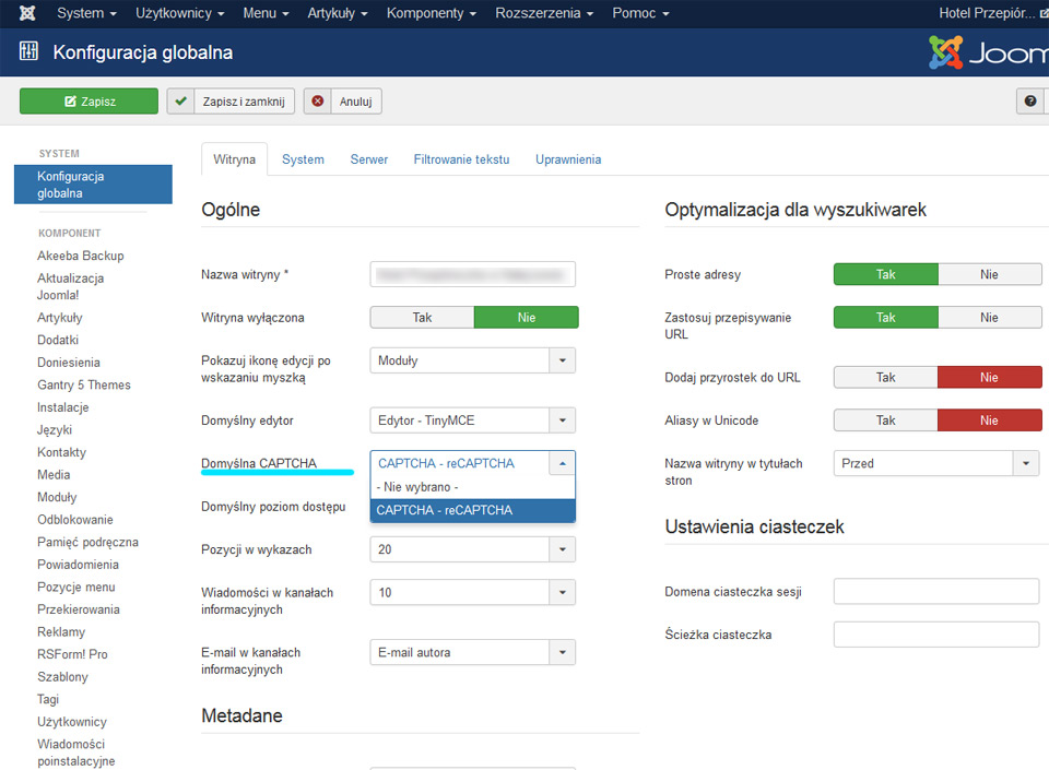 RSFormPro z reCAPTCHA - konfiguracja dla strony www Lublin na Joomla 3