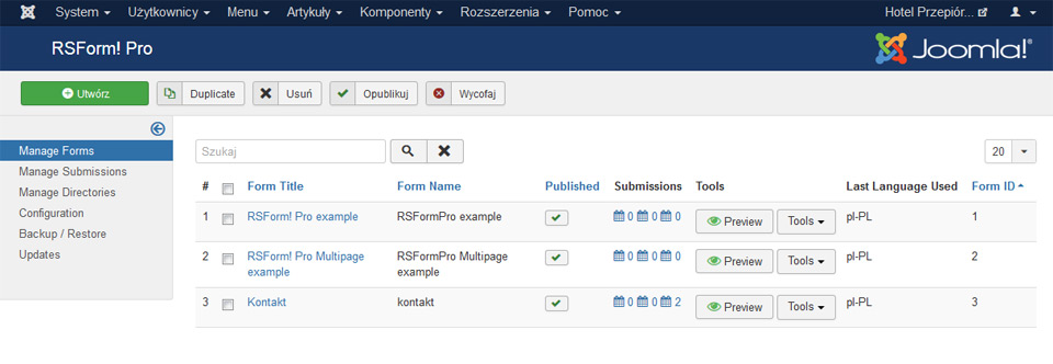 RSFormPro z reCAPTCHA - konfiguracja dla strony www internetowe Puławy na Joomla 3