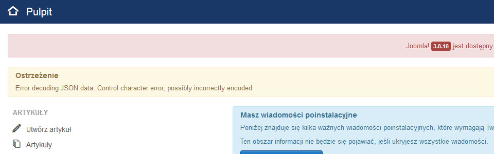 Error decoding JSON data: Control character error, possibly incorrectly encoded -strony www Lublin na Joomla 