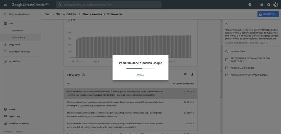 Search Console,przekierowanie