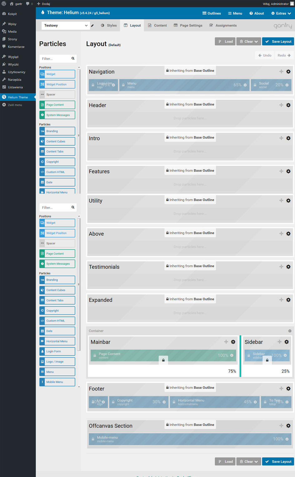 Outlines, Gantry5, WordPress