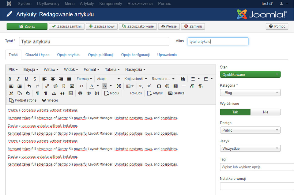 strony www lublin na joomla 3 - edycja artykułu