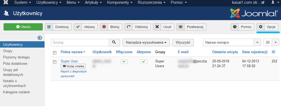 joomla, użytkownicy, blokowanie