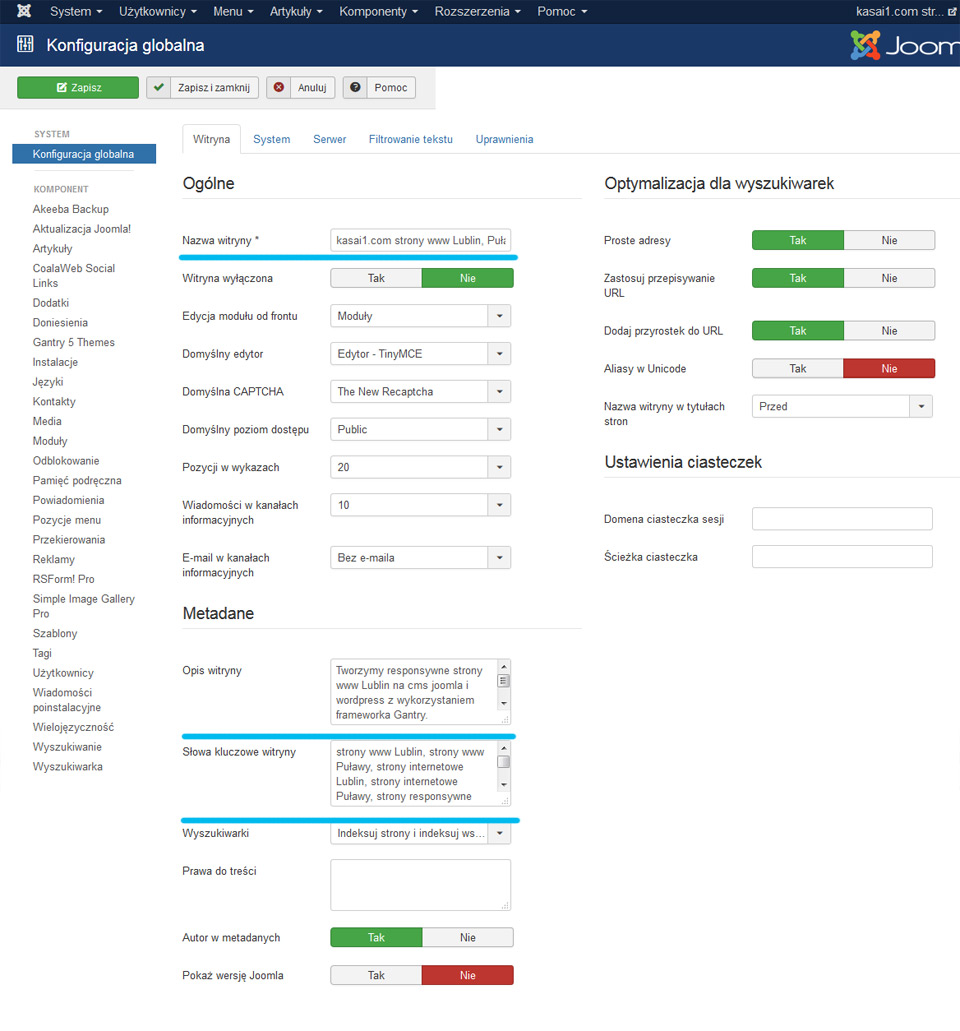 joomla, tytuł, opis