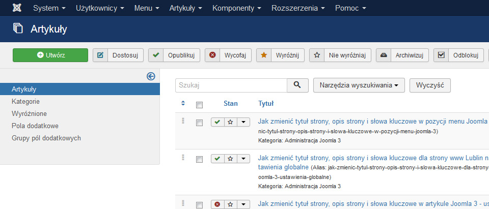 joomla, opis, taki, artykuł