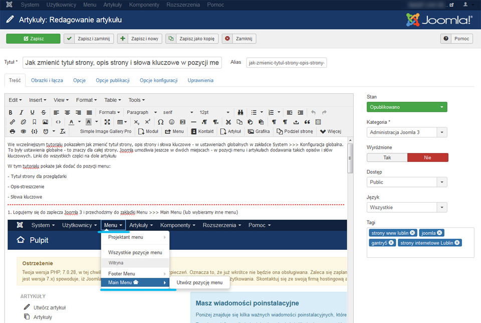 joomla, opis, taki, artykuł