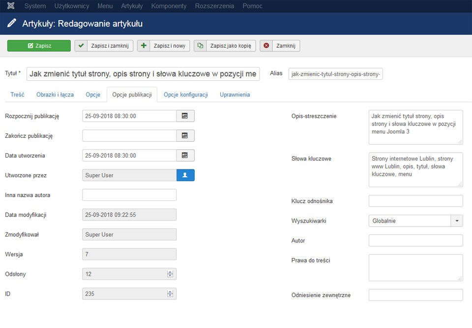 joomla, opis, taki, artykuł