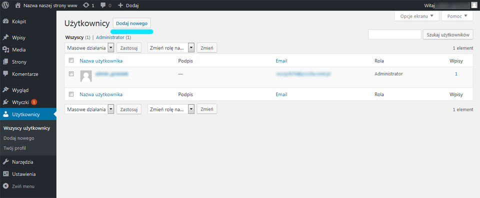 Jak dodać nowego użytkownika Wordpress do strony www Lublin