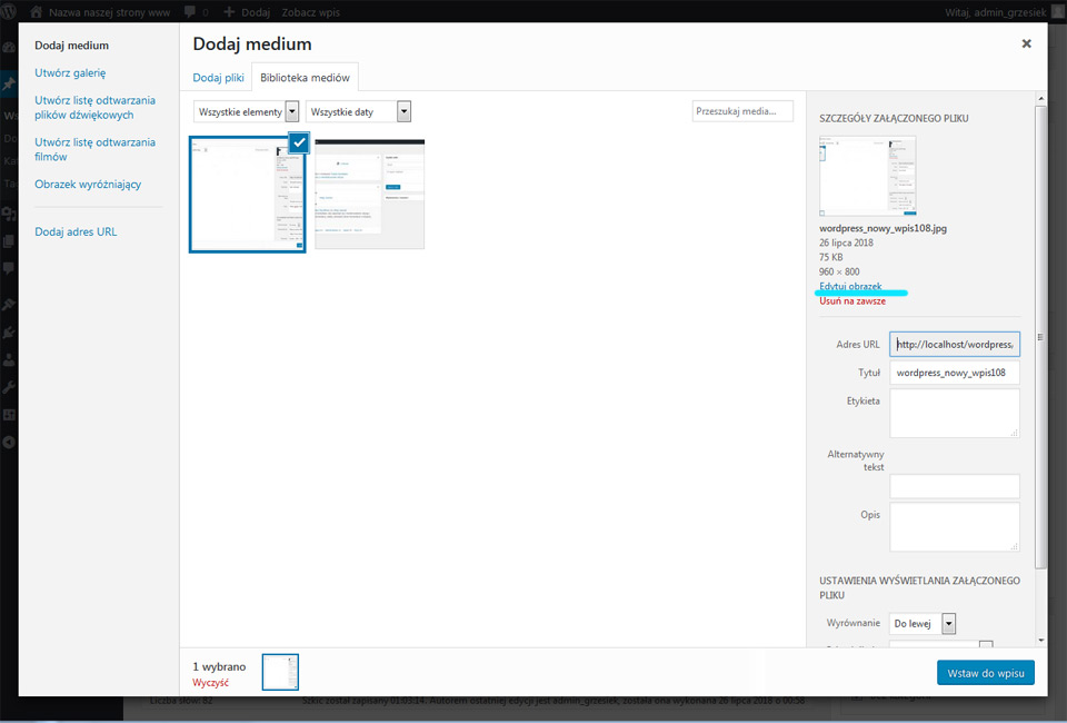 Jak dodać nowy zwykły wpis w WordPress - strony www Puławy na WordPress