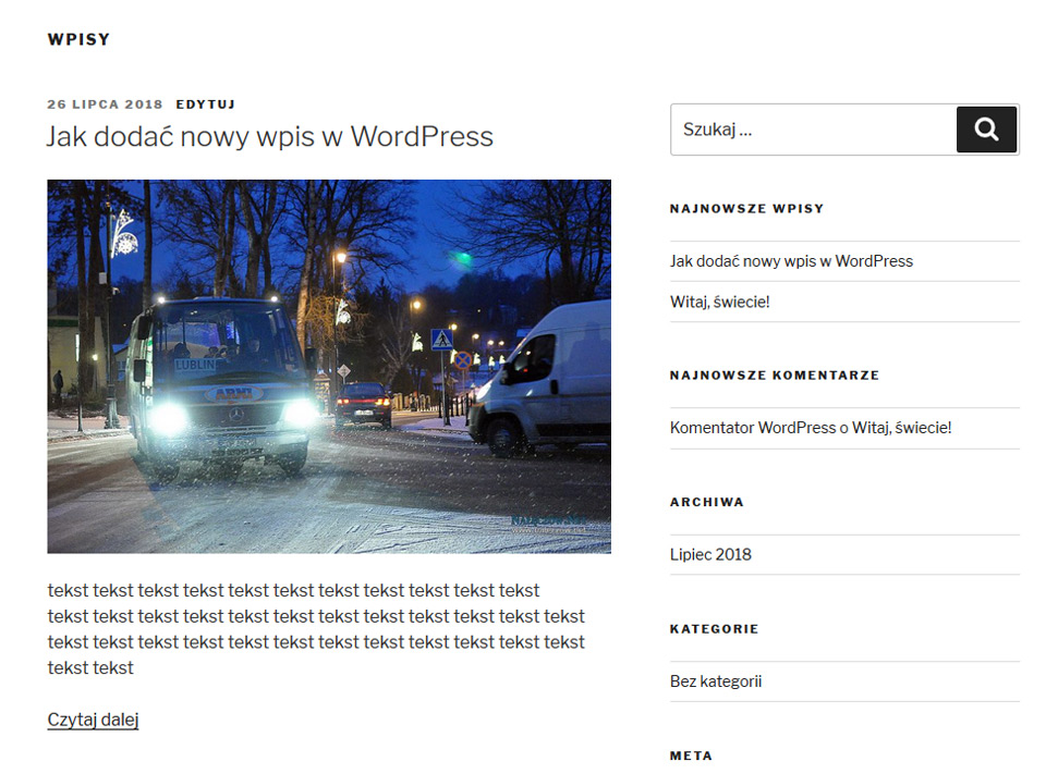 Jak dodać nowy zwykły wpis w WordPress - strony www Puławy na WordPress