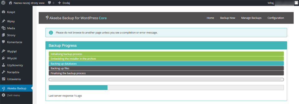 Akeeba Backup - kopia zapasowa strony www Lublin na WordPress