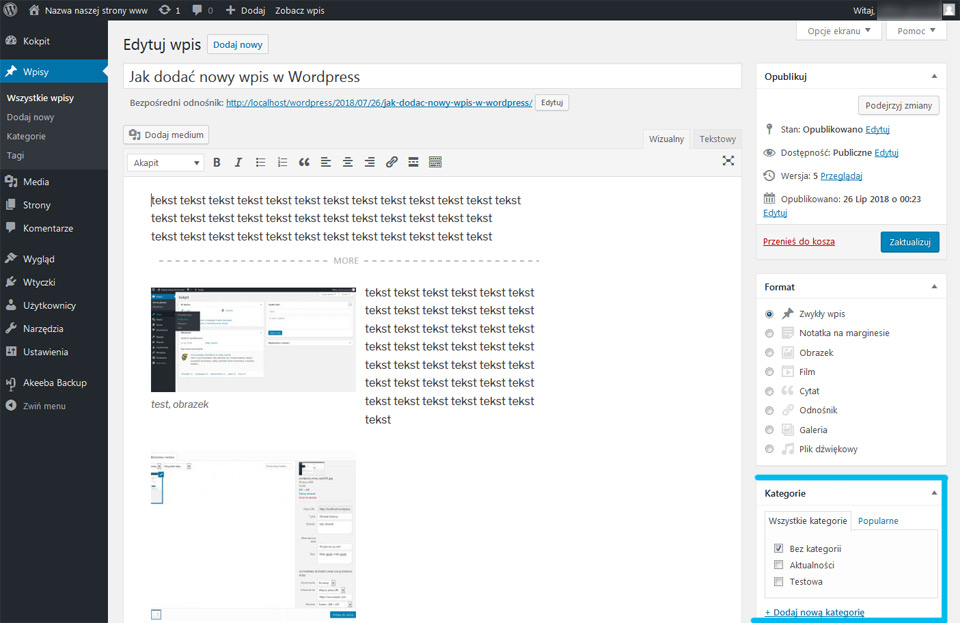 kategoria, wpis, wordpress,