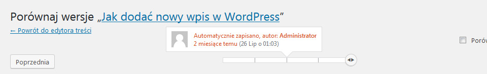 WordPress, wpis, wersja